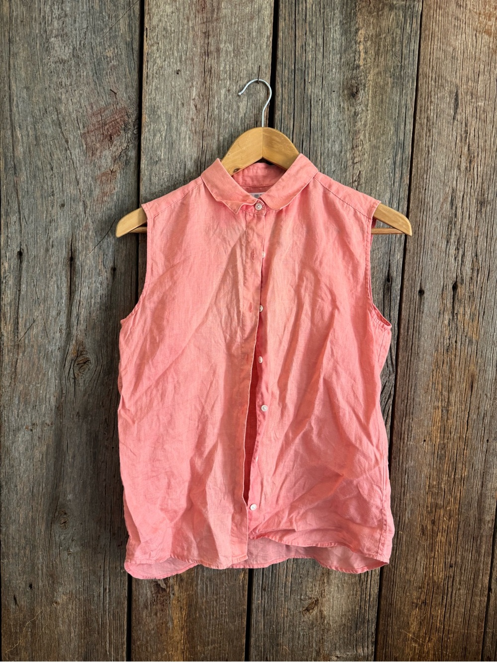 Uniqlo Sleeveless Button-Front Coral Pink Women's Top